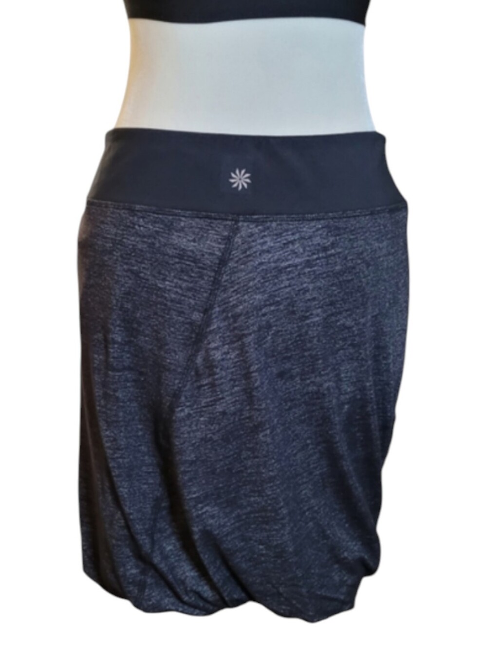 Athleta Twist It Space Dye Bubble Mini Skirt Black Gray Ruched M - Picture 5 of 14